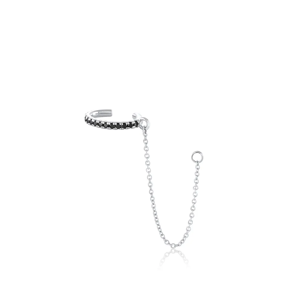 Black Diamond Pavé Ear Cuff & Chain sold by Marrow Fine product image thumbnail 3