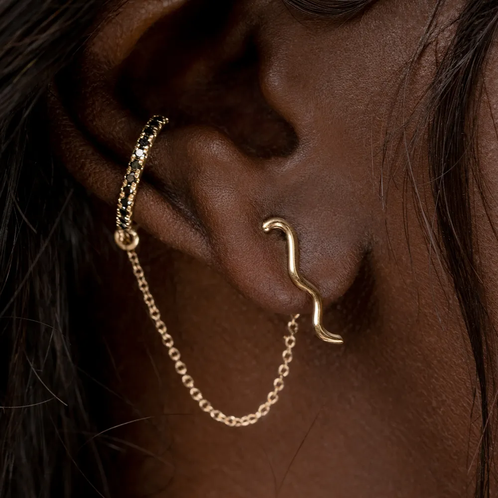 Black Diamond Pavé Ear Cuff & Chain sold by Marrow Fine product image thumbnail 2