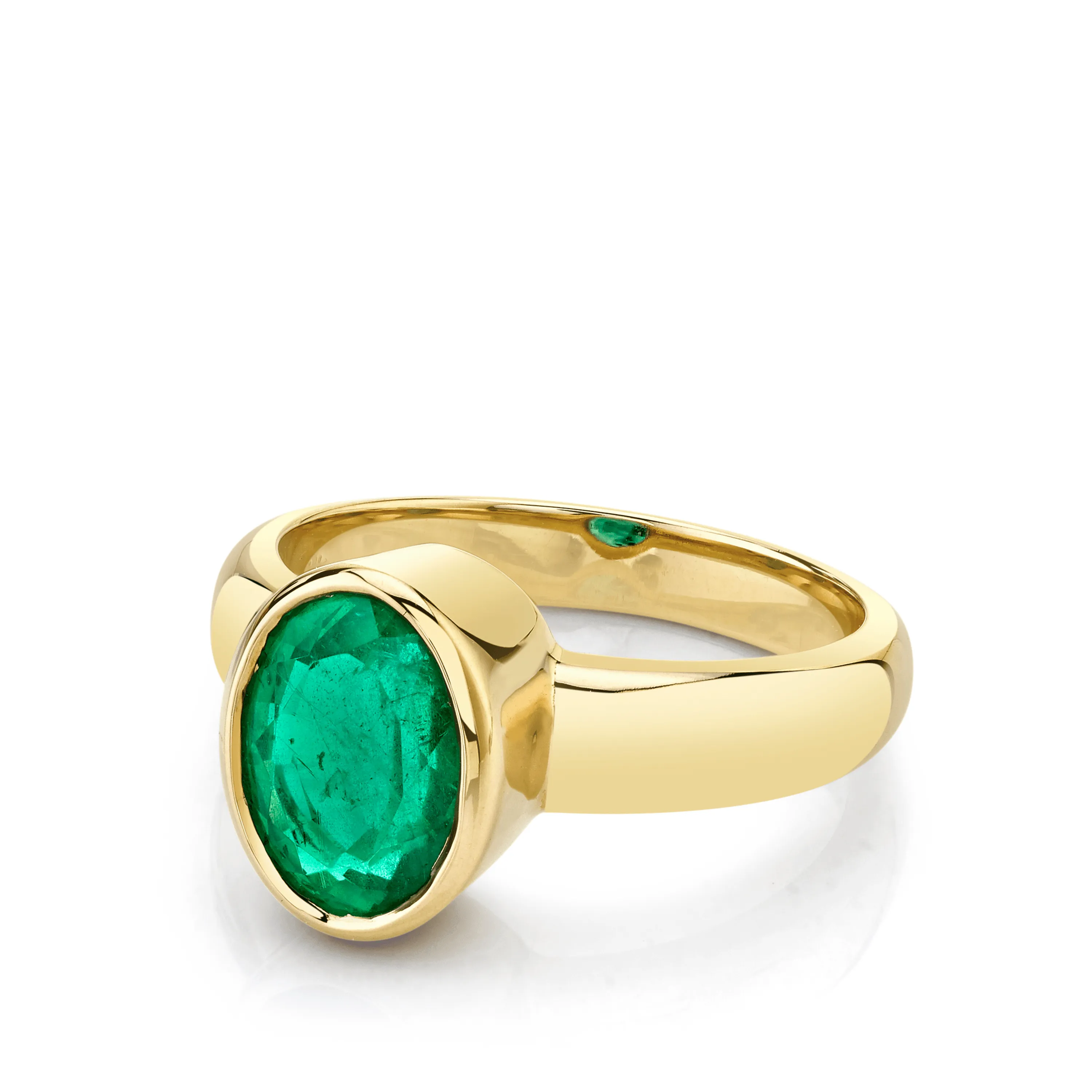 2.58ct Emerald Oval Bezel Ring sold by Marrow Fine product image thumbnail 2