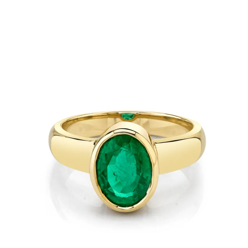 2.58ct Emerald Oval Bezel Ring sold by Marrow Fine