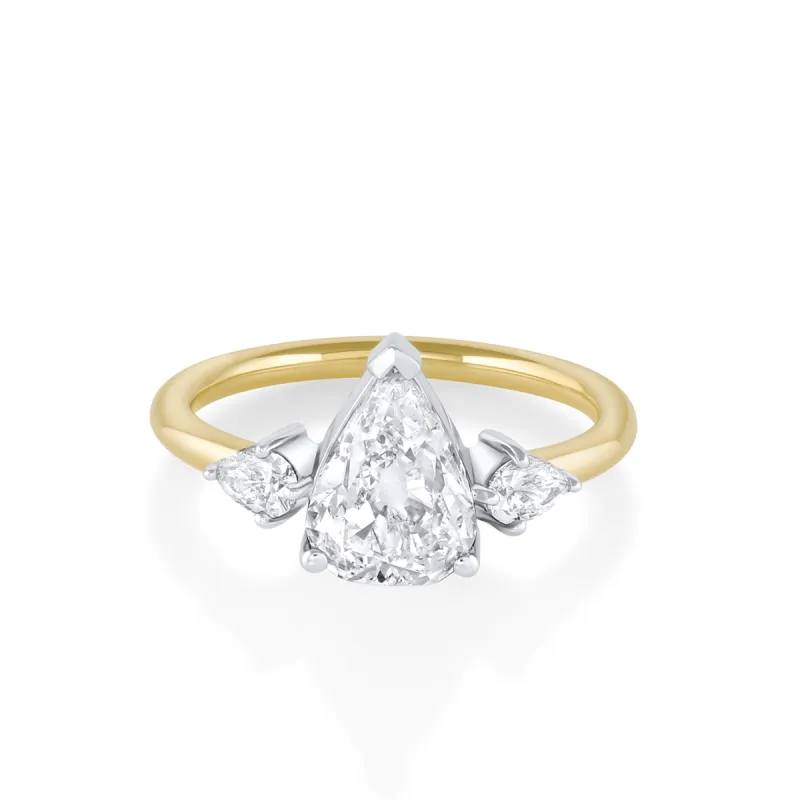 1.90ct Antique Diamond Pear Three-stone Engagement Ring sold by Marrow Fine