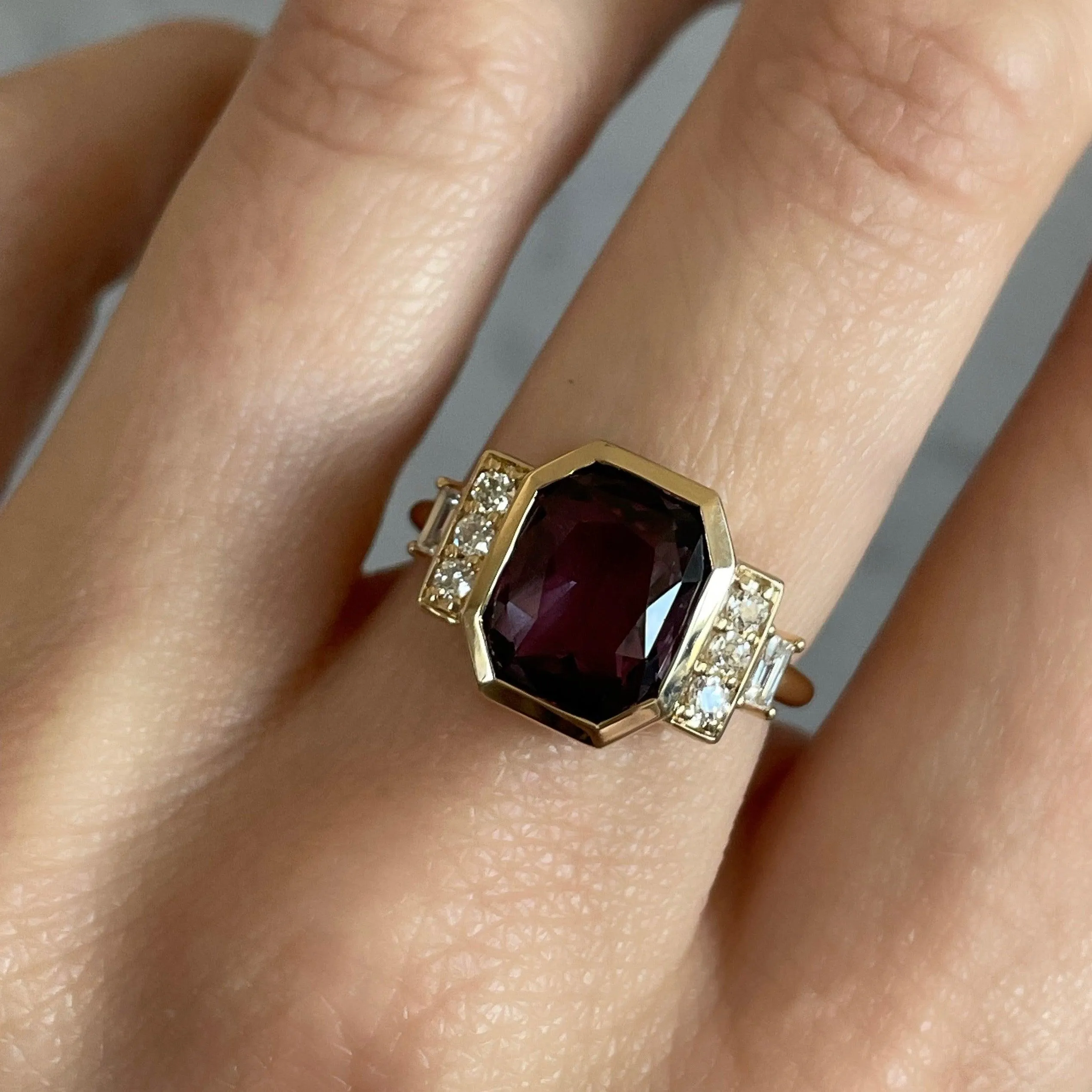 3.95ct Radiant Sapphire & White Diamond Ring sold by Marrow Fine product image thumbnail 3