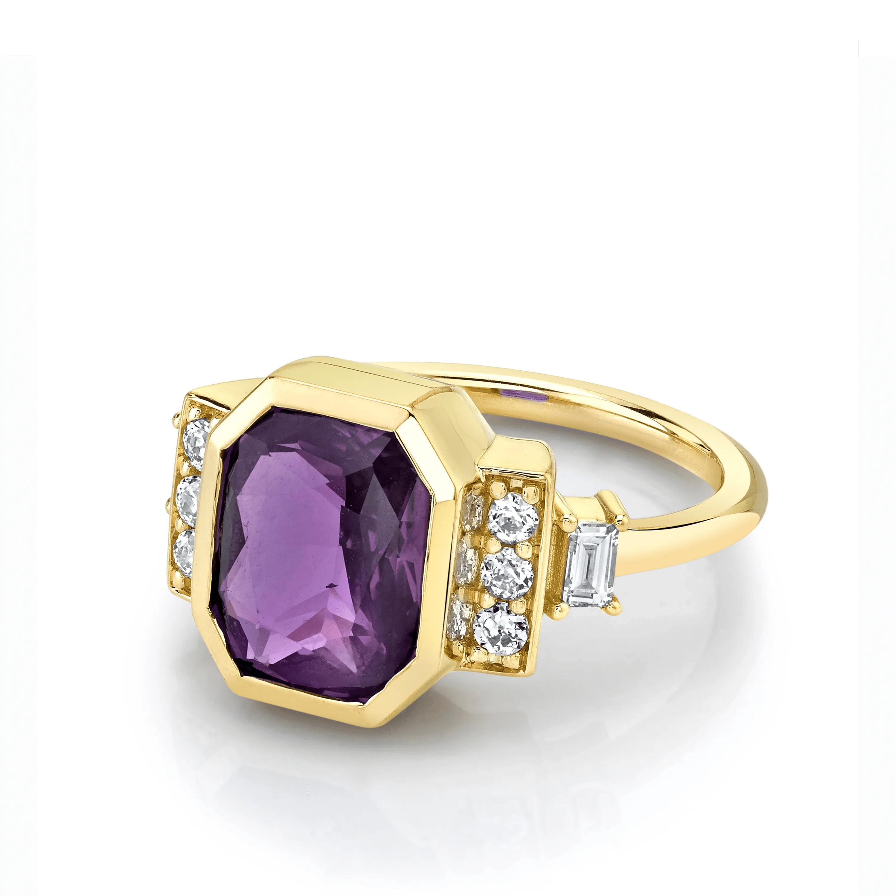 3.95ct Radiant Sapphire & White Diamond Ring sold by Marrow Fine product image thumbnail 2