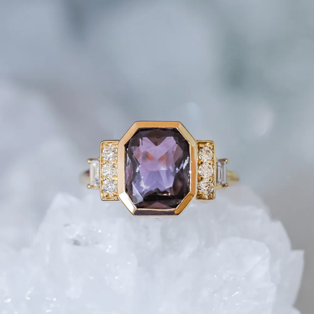 3.95ct Radiant Sapphire & White Diamond Ring sold by Marrow Fine product image thumbnail 4