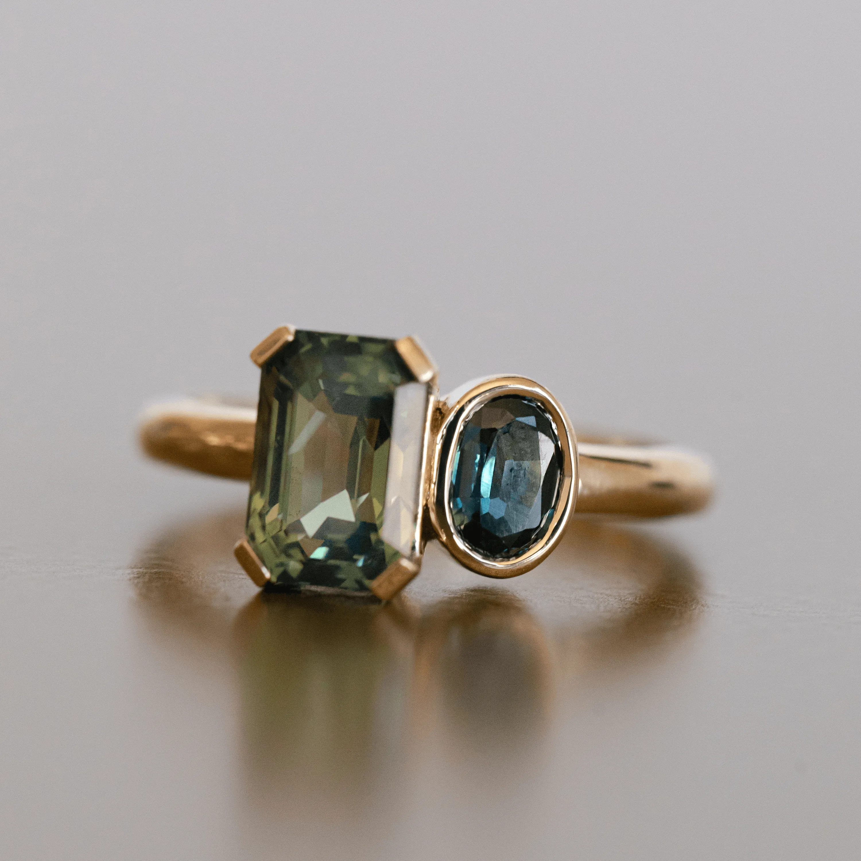 Emerald-Cut & Oval Sapphire Toi et Moi Ring sold by Marrow Fine product image thumbnail 3