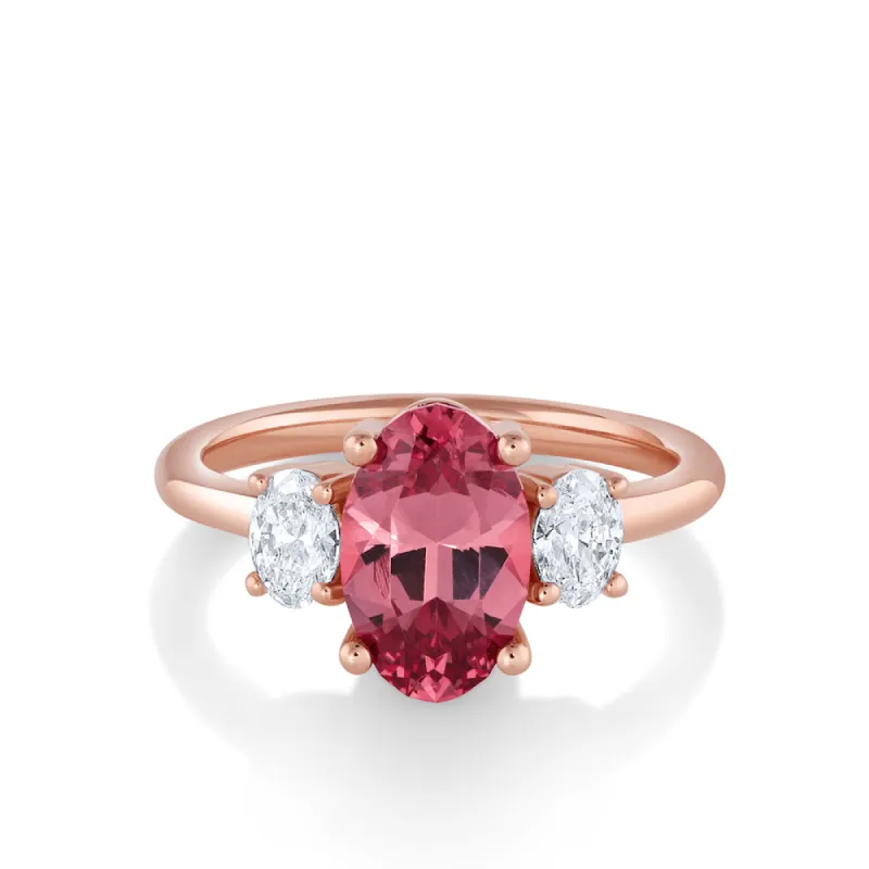 2.80ct Garnet & White Diamond Three Stone Ring sold by Marrow Fine