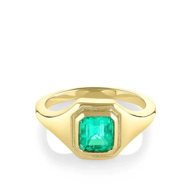 1.16ct Emerald Signet Boyfriend Ring sold by Marrow Fine