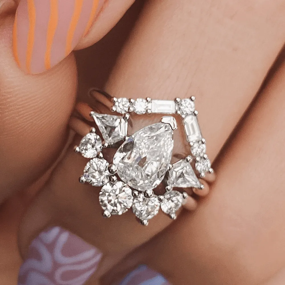 1.00ct White Diamond Pear & Kite Engagement Ring sold by Marrow Fine product image thumbnail 3