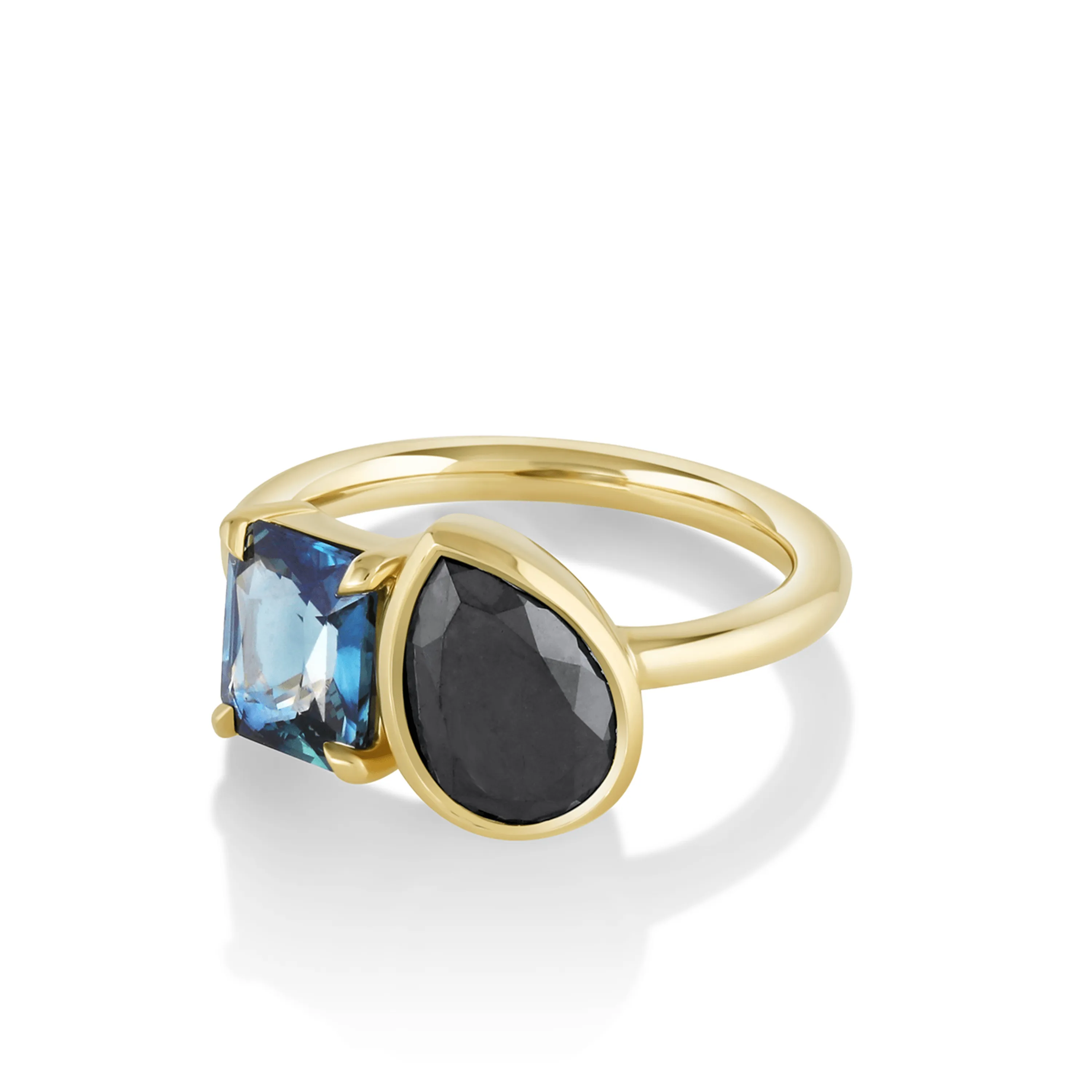 2ct Black Diamond & Sapphire Toi et Moi Ring sold by Marrow Fine product image thumbnail 2