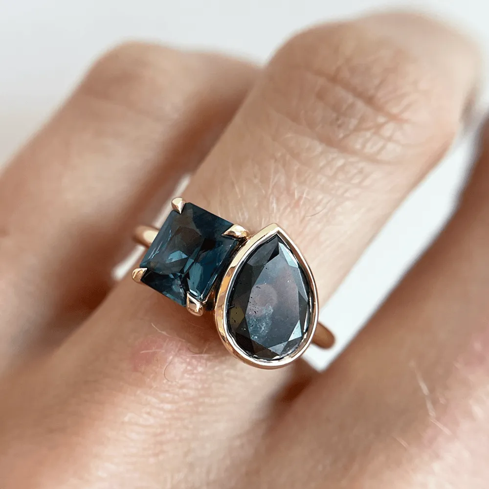 2ct Black Diamond & Sapphire Toi et Moi Ring sold by Marrow Fine product image thumbnail 4