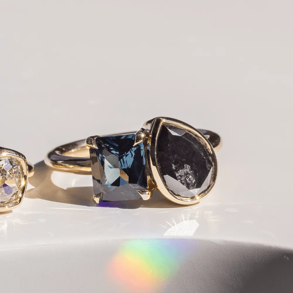 2ct Black Diamond & Sapphire Toi et Moi Ring sold by Marrow Fine product image thumbnail 3