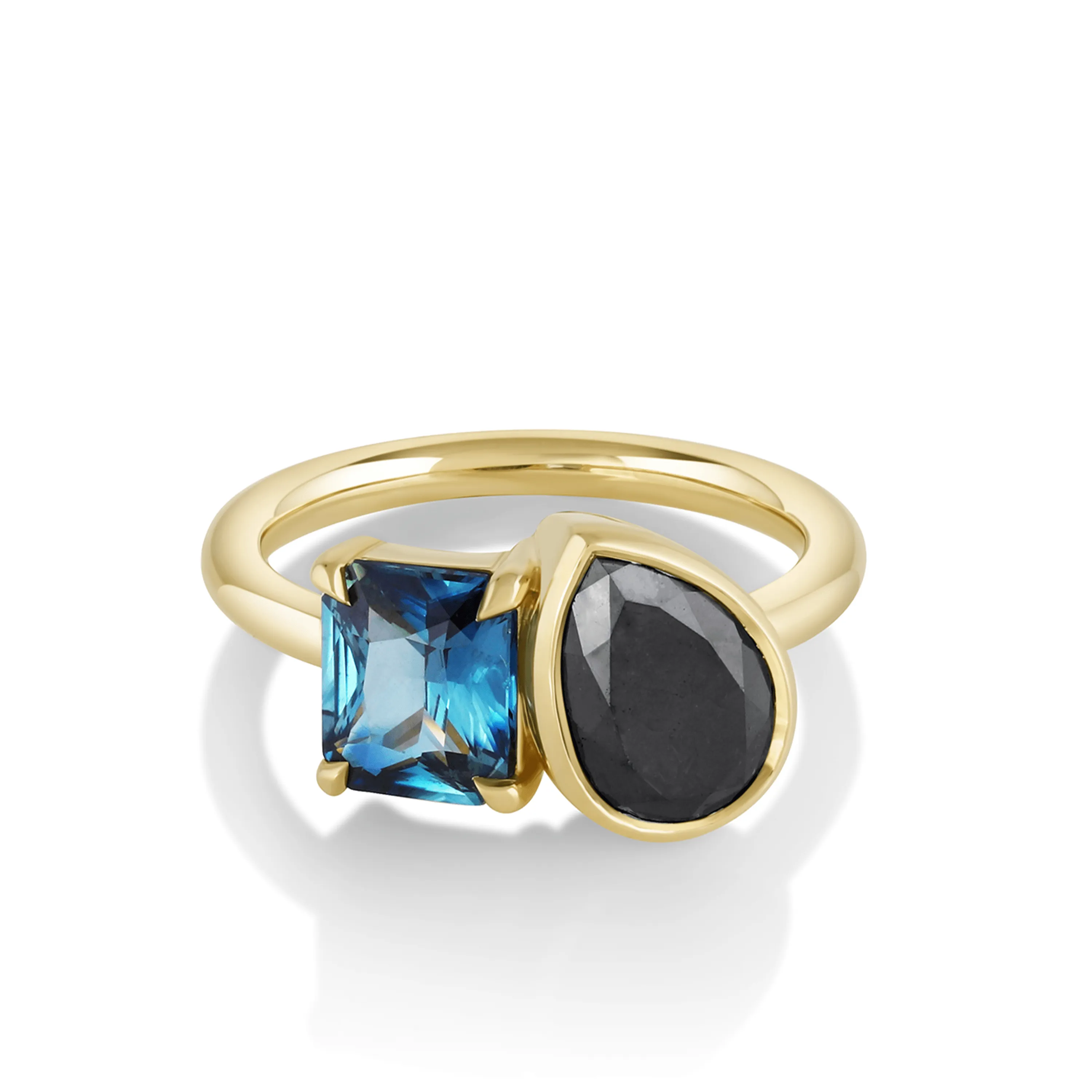 2ct Black Diamond & Sapphire Toi et Moi Ring sold by Marrow Fine