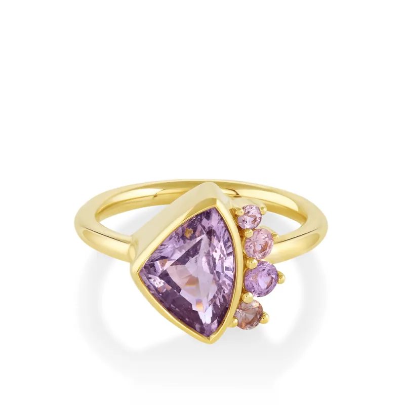 Lavender Spinel Trillion Spray Ring sold by Marrow Fine