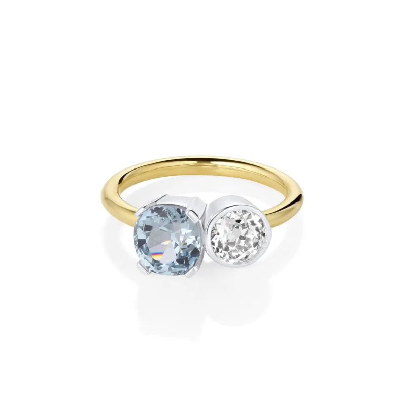 0.74ct Old Euro and Sapphire Toi Et Moi sold by Marrow Fine