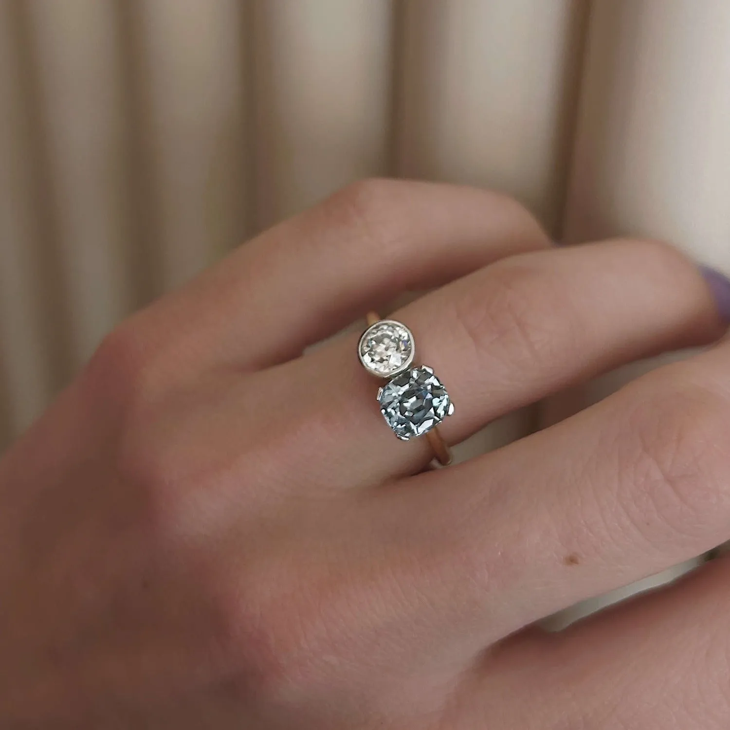 0.74ct Old Euro and Sapphire Toi Et Moi sold by Marrow Fine product image thumbnail 3