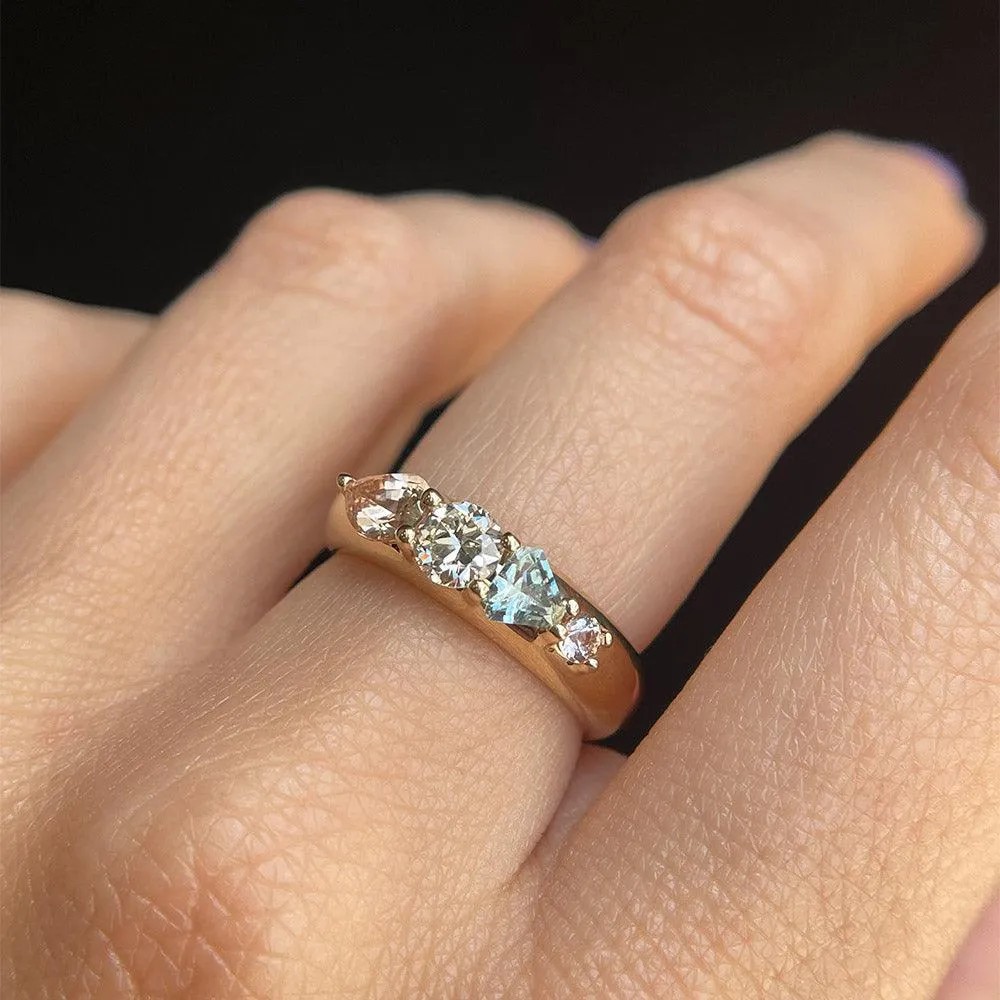 Peach Sapphire & Mint Beryl Linear Ring sold by Marrow Fine product image thumbnail 3