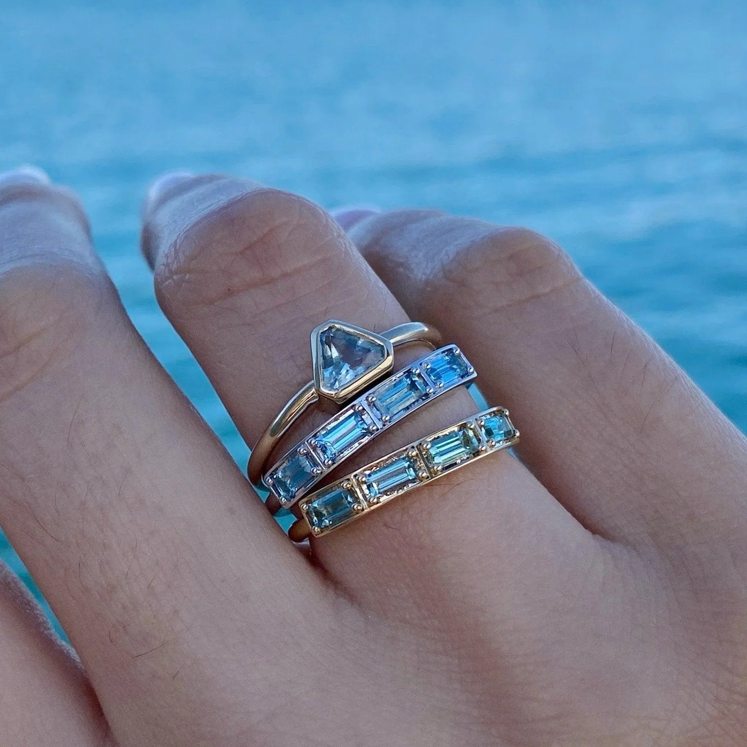 Aquamarine Bezel Trillion Ring sold by Marrow Fine product image thumbnail 5