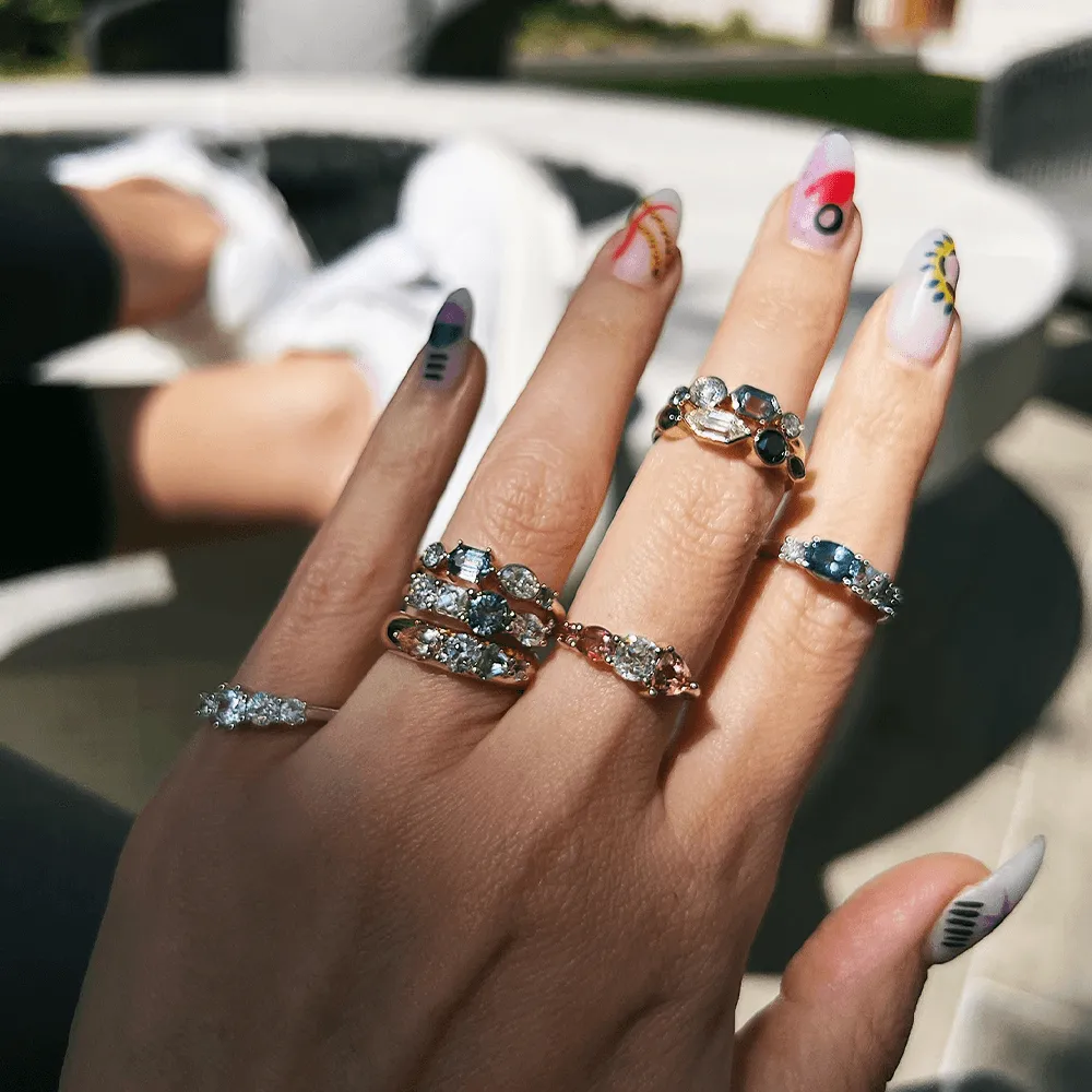 Peach Sapphire & Mint Beryl Linear Ring sold by Marrow Fine product image thumbnail 4