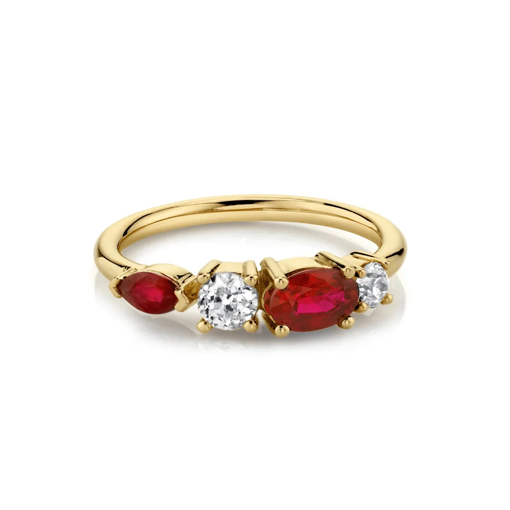 Rubies & White Diamond Cluster Ring sold by Marrow Fine