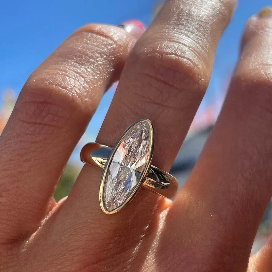 2.01ct Moval Bezel Engagement Ring sold by Marrow Fine product image thumbnail 3