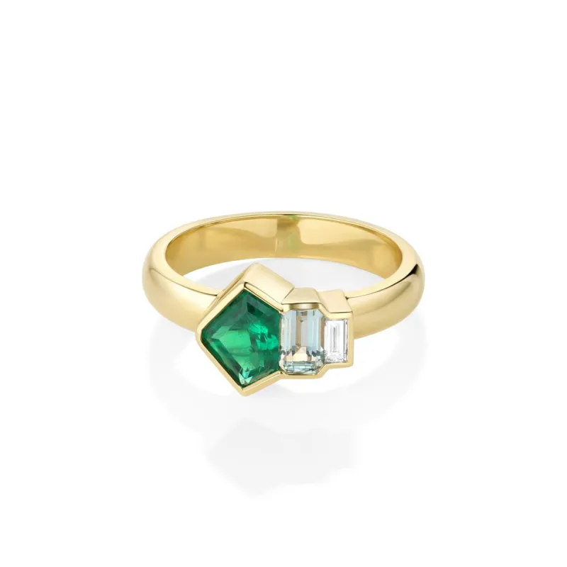0.86ct Emerald and Diamond Linear Band sold by Marrow Fine