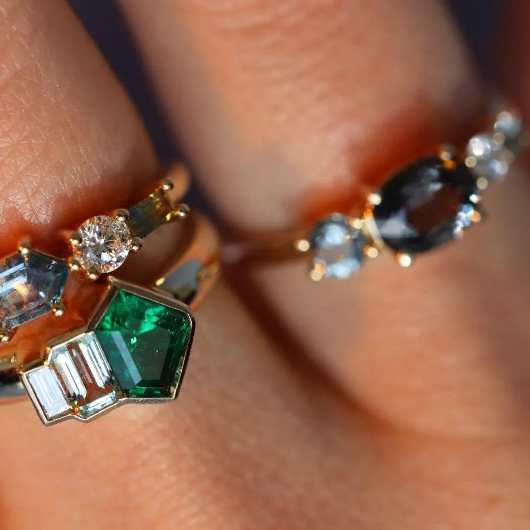 0.86ct Emerald and Diamond Linear Band sold by Marrow Fine product image thumbnail 4