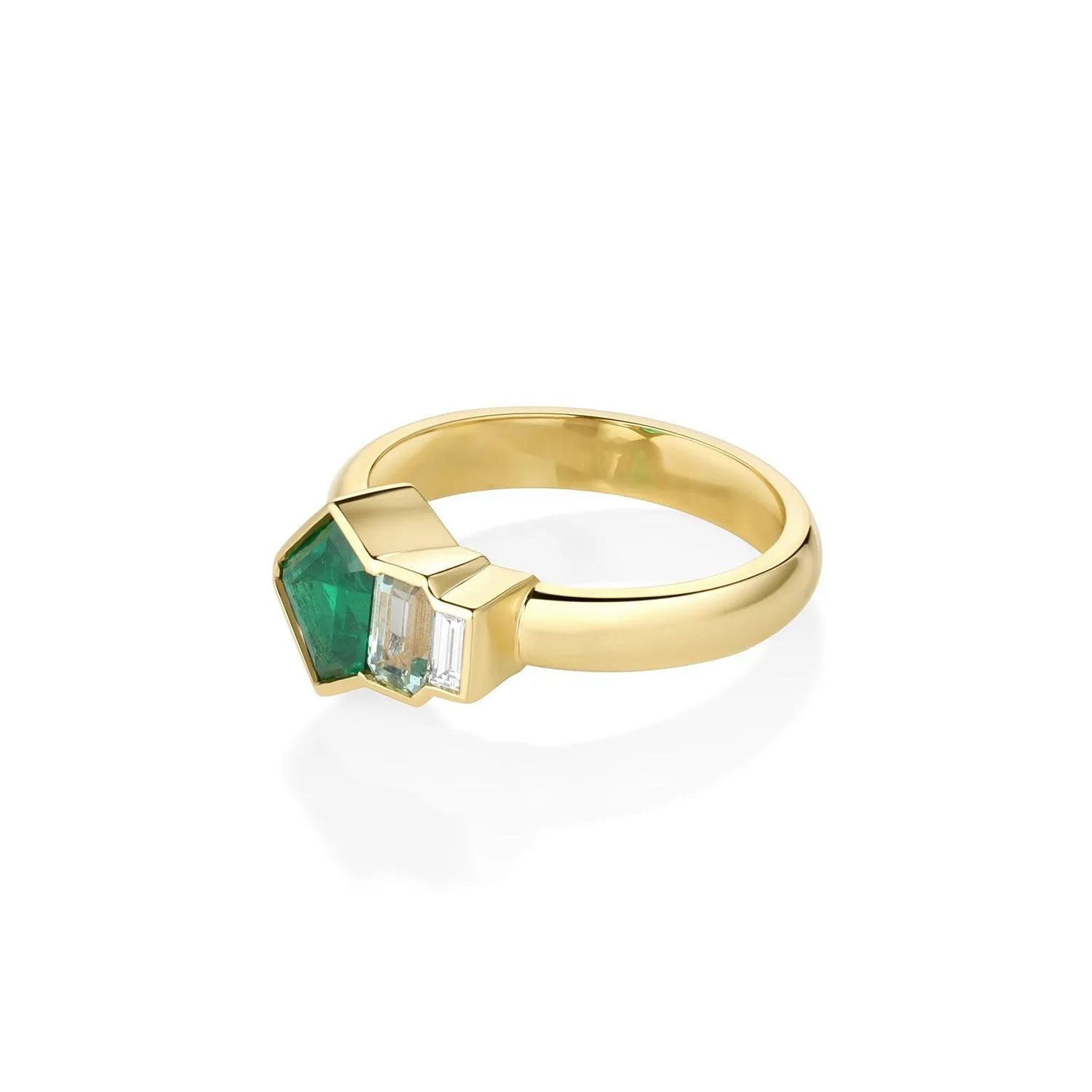 0.86ct Emerald and Diamond Linear Band sold by Marrow Fine product image thumbnail 3