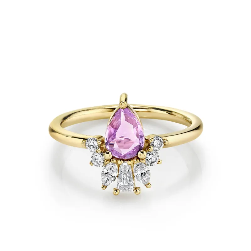 Lilac Pink Sapphire Pear Engagement Ring sold by Marrow Fine