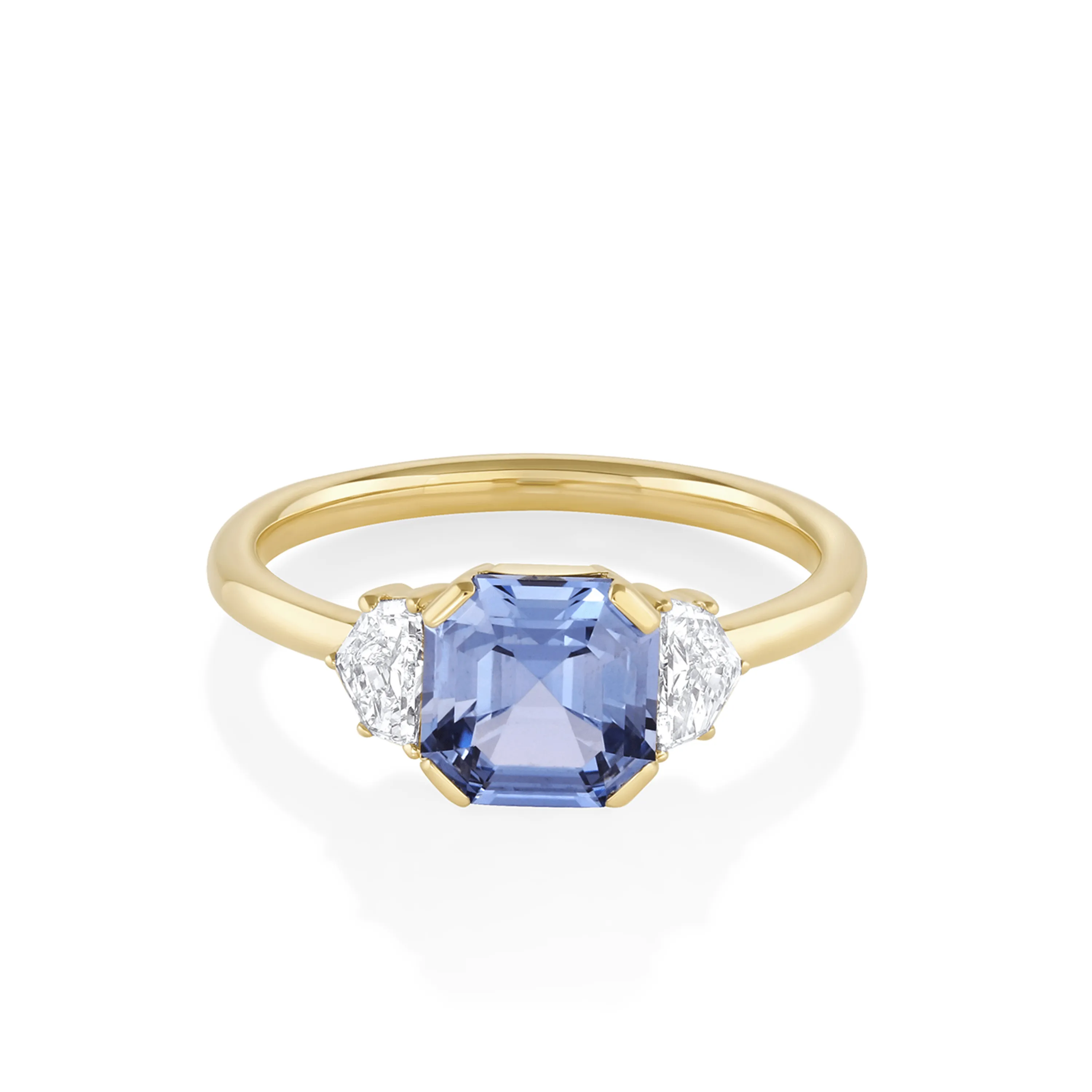 1.86ct Periwinkle Sapphire & Cadillac Diamond Engagement Ring sold by Marrow Fine