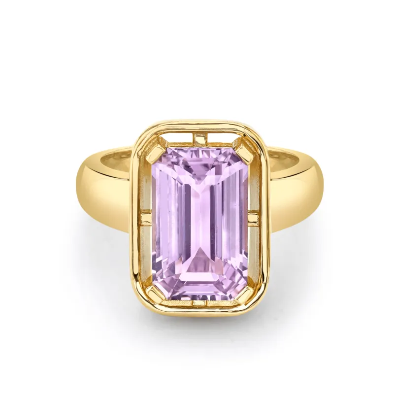 Lavender Emerald Cut Sapphire Solitaire sold by Marrow Fine