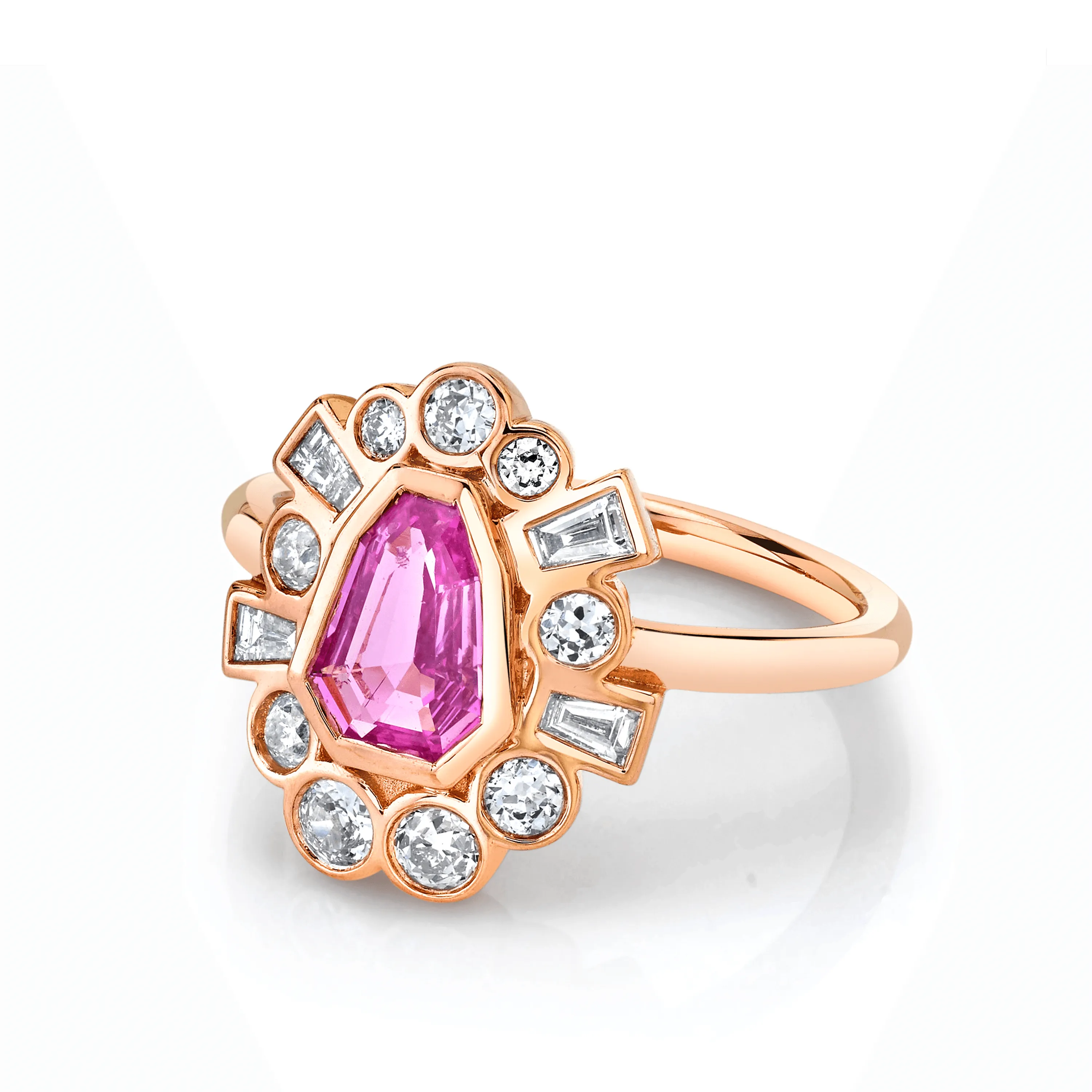 Pink Sapphire Shield Ballerina Ring sold by Marrow Fine product image thumbnail 2