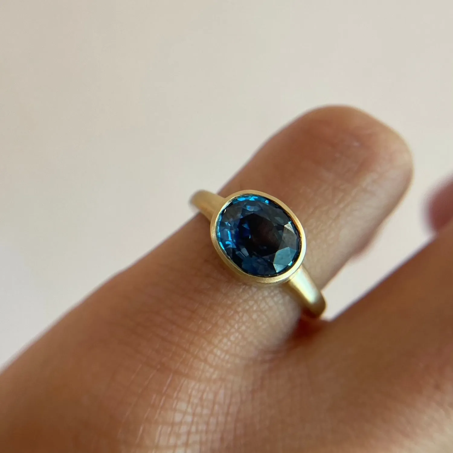 1.74ct Montana Sapphire Pinky Bezel Ring sold by Marrow Fine product image thumbnail 3