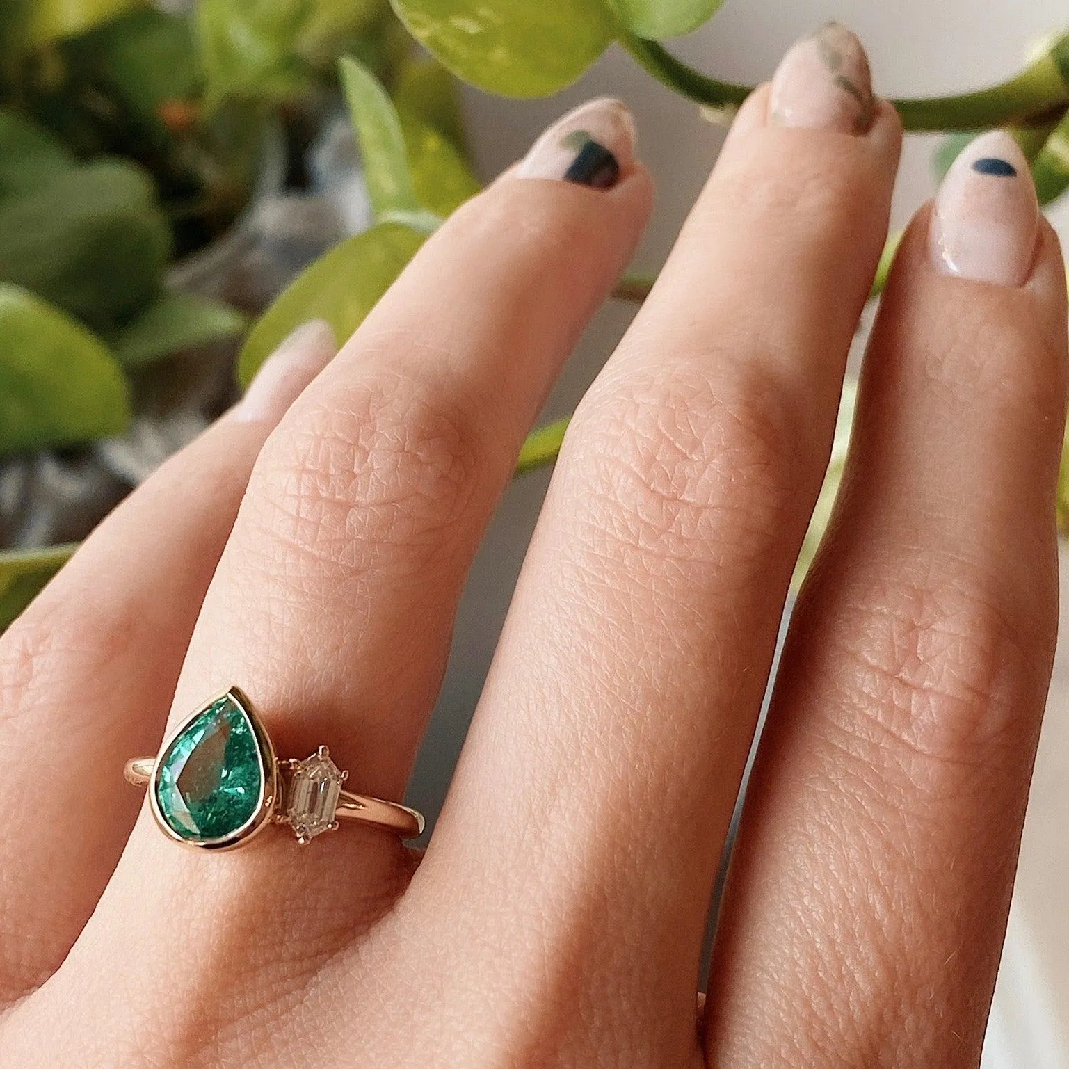 Emerald & White Diamond Toi et Moi Ring sold by Marrow Fine product image thumbnail 3