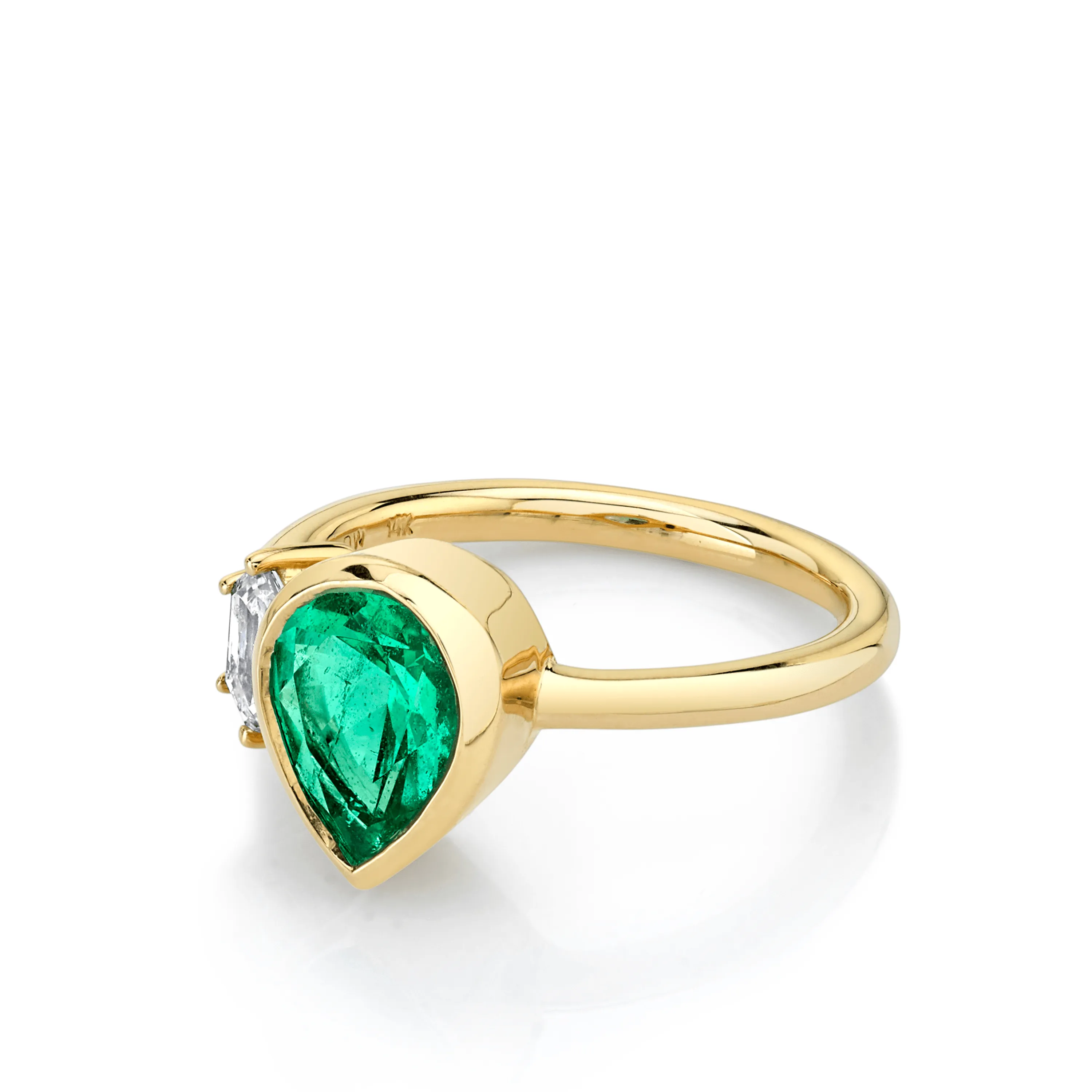 Emerald & White Diamond Toi et Moi Ring sold by Marrow Fine product image thumbnail 2