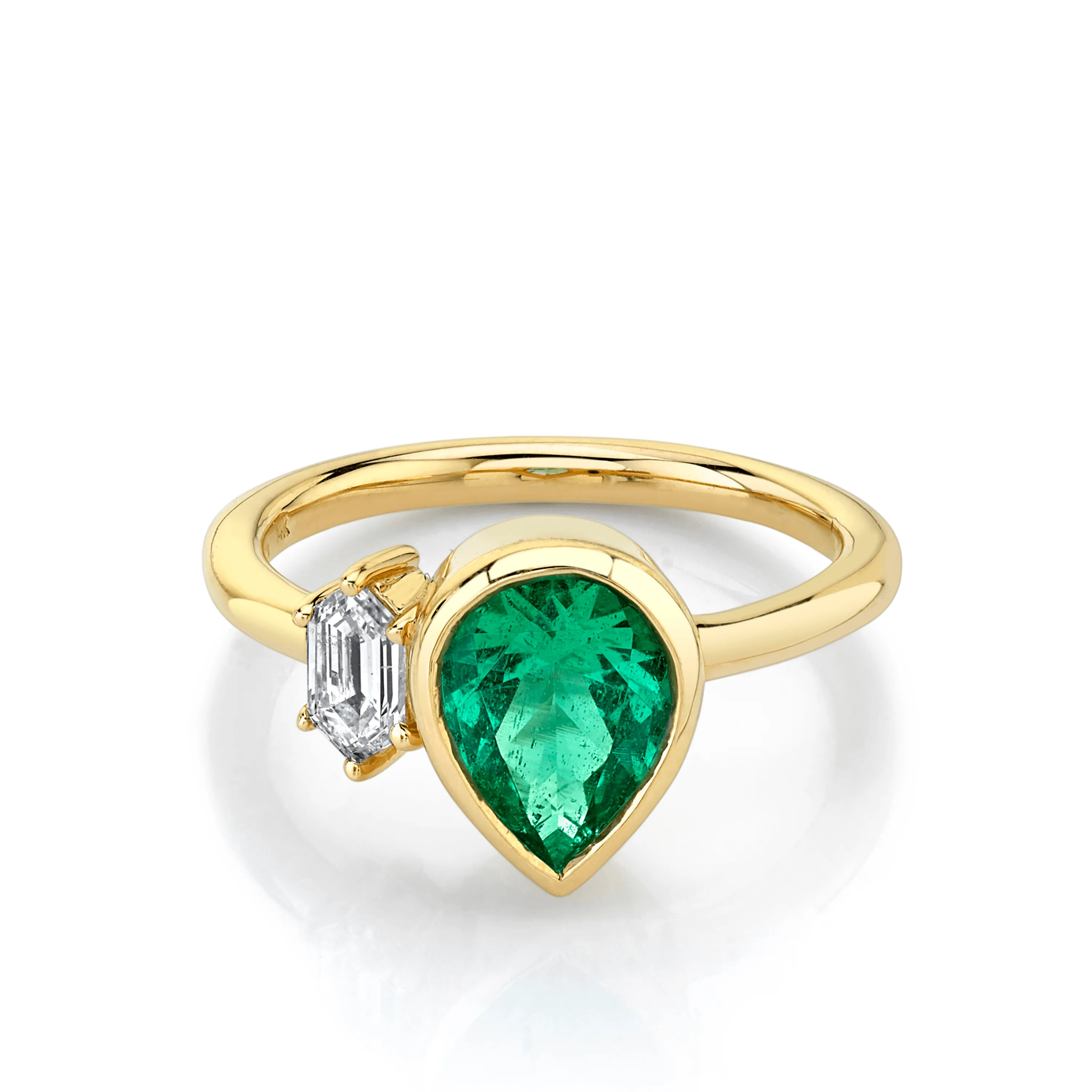 Emerald & White Diamond Toi et Moi Ring sold by Marrow Fine