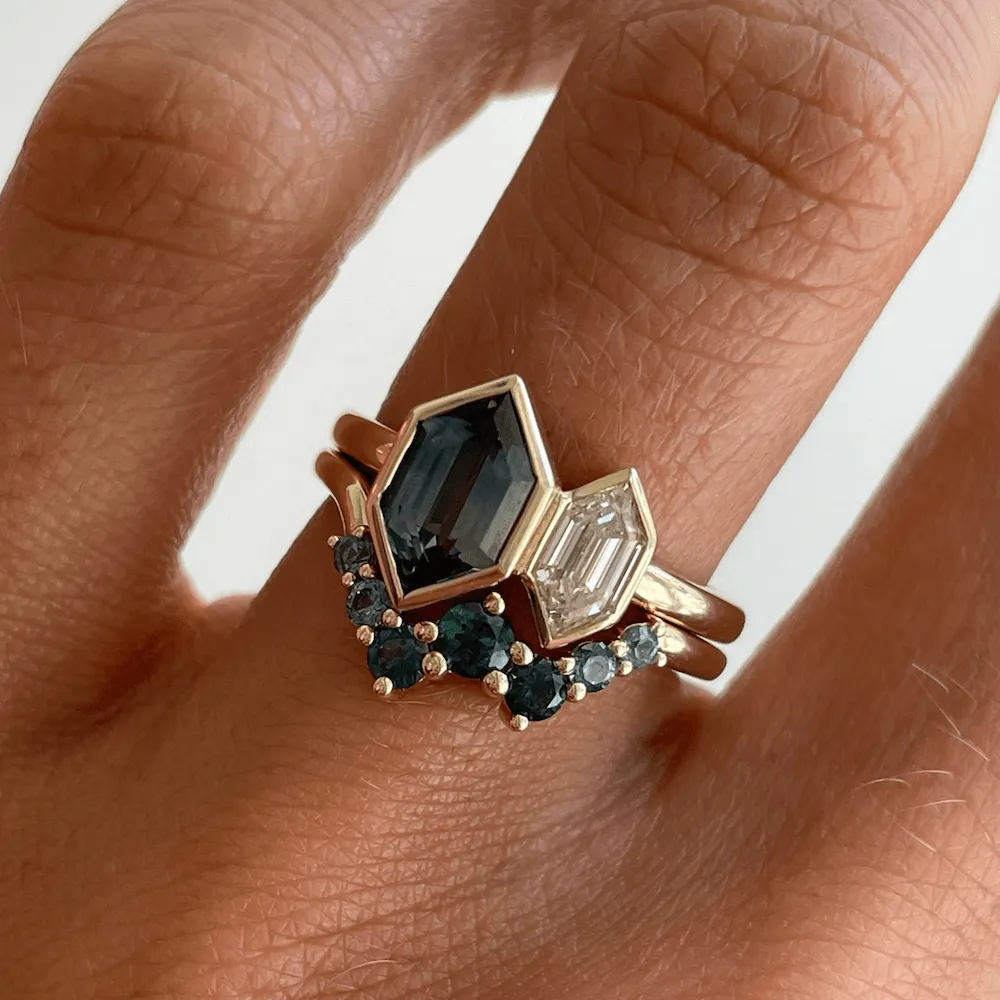 Sapphire & White Diamond Bullet Toi et Moi Set sold by Marrow Fine product image thumbnail 4