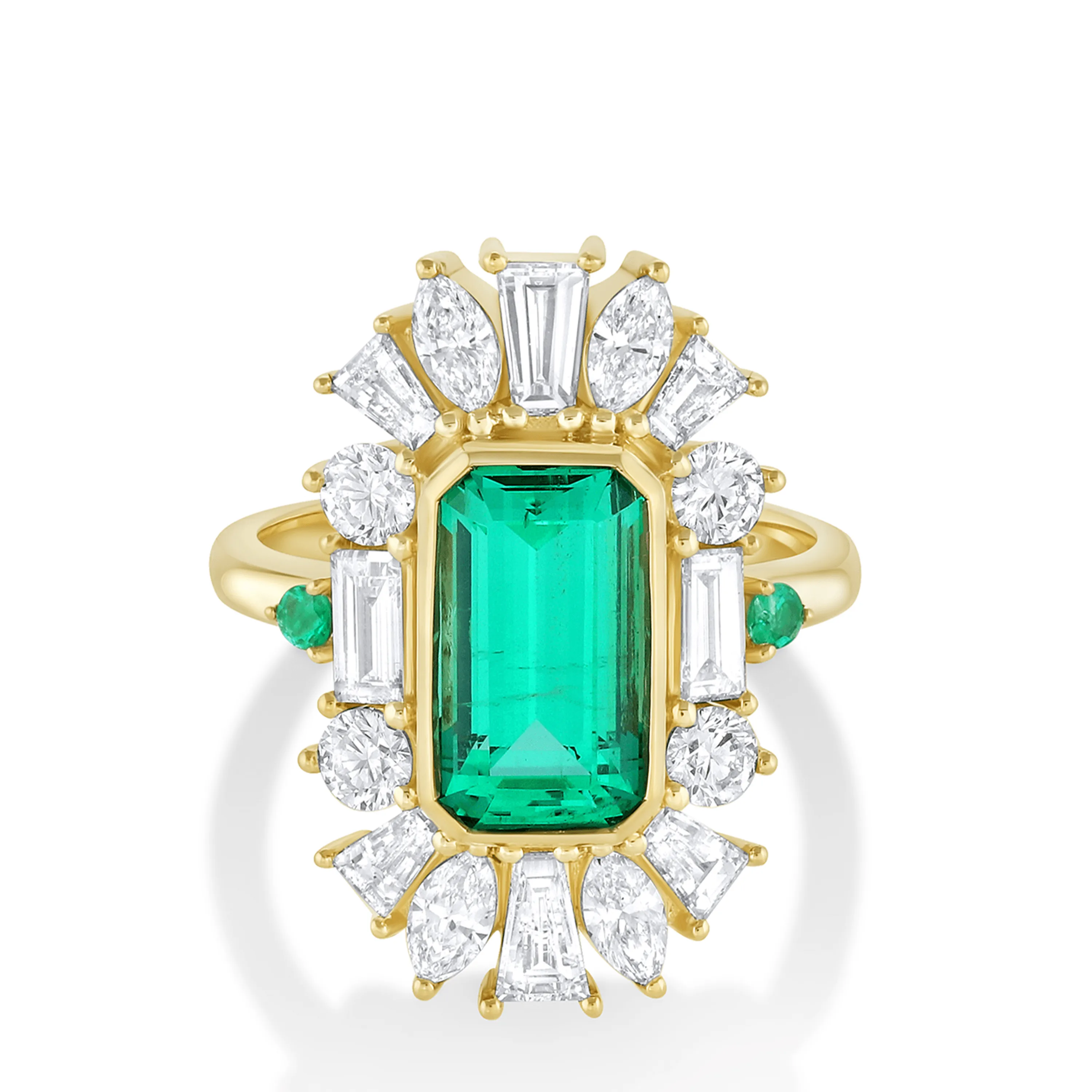 2.64ct Emerald & White Diamond Ballerina Ring sold by Marrow Fine