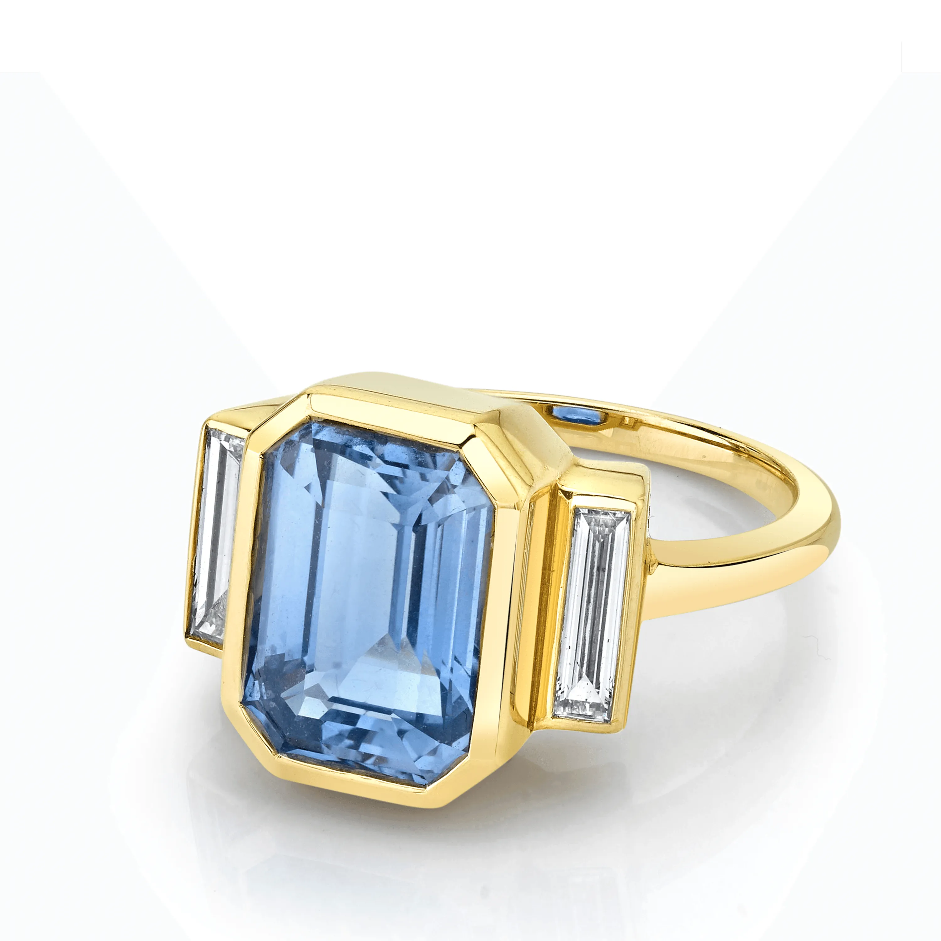 4.82ct Blue Sapphire and White Diamond Baguette Ring sold by Marrow Fine product image thumbnail 2