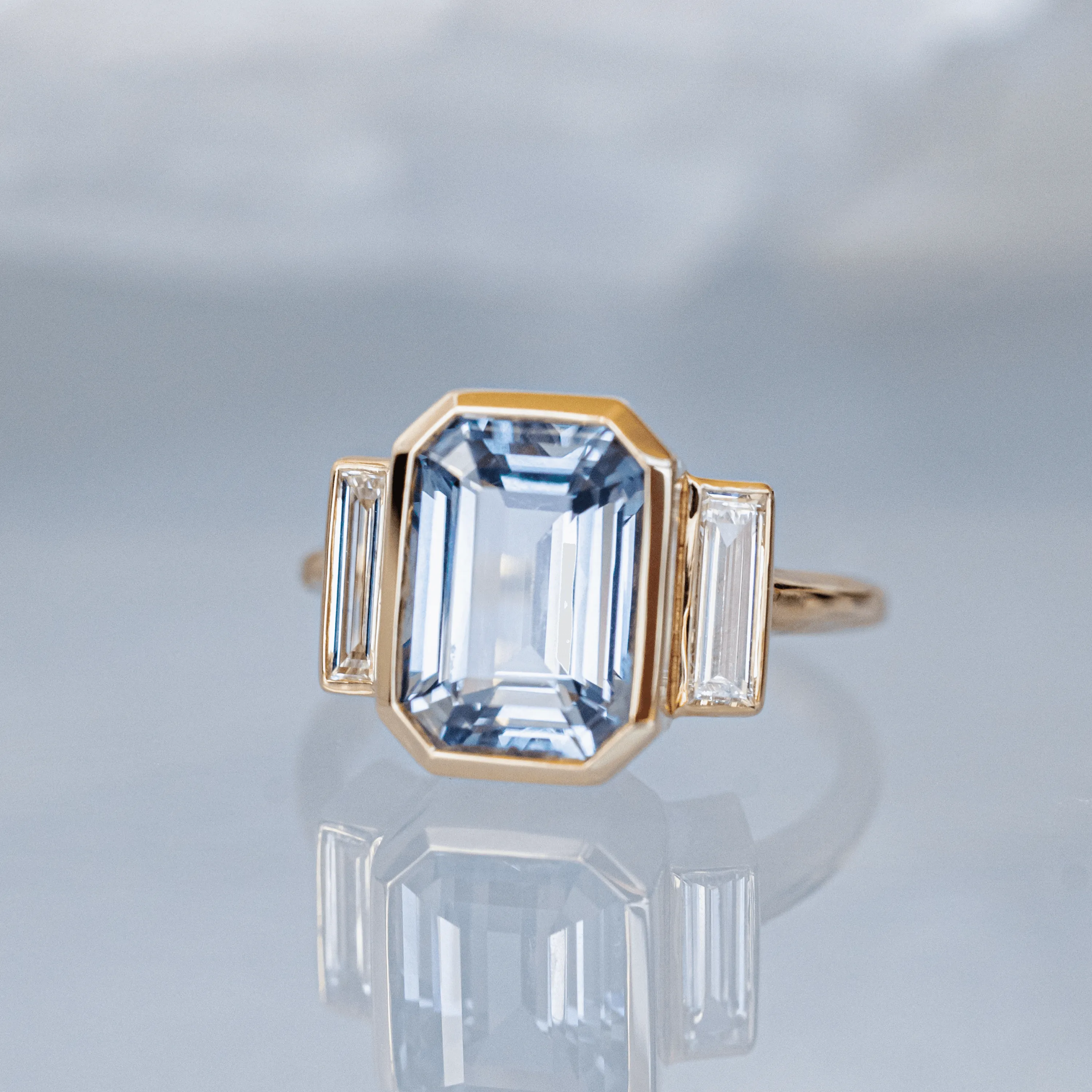 4.82ct Blue Sapphire and White Diamond Baguette Ring sold by Marrow Fine product image thumbnail 3