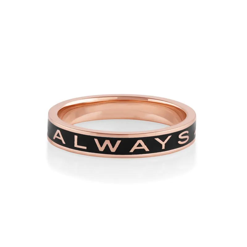 "Always" Gold Memory Ring – Black Enamel sold by Marrow Fine