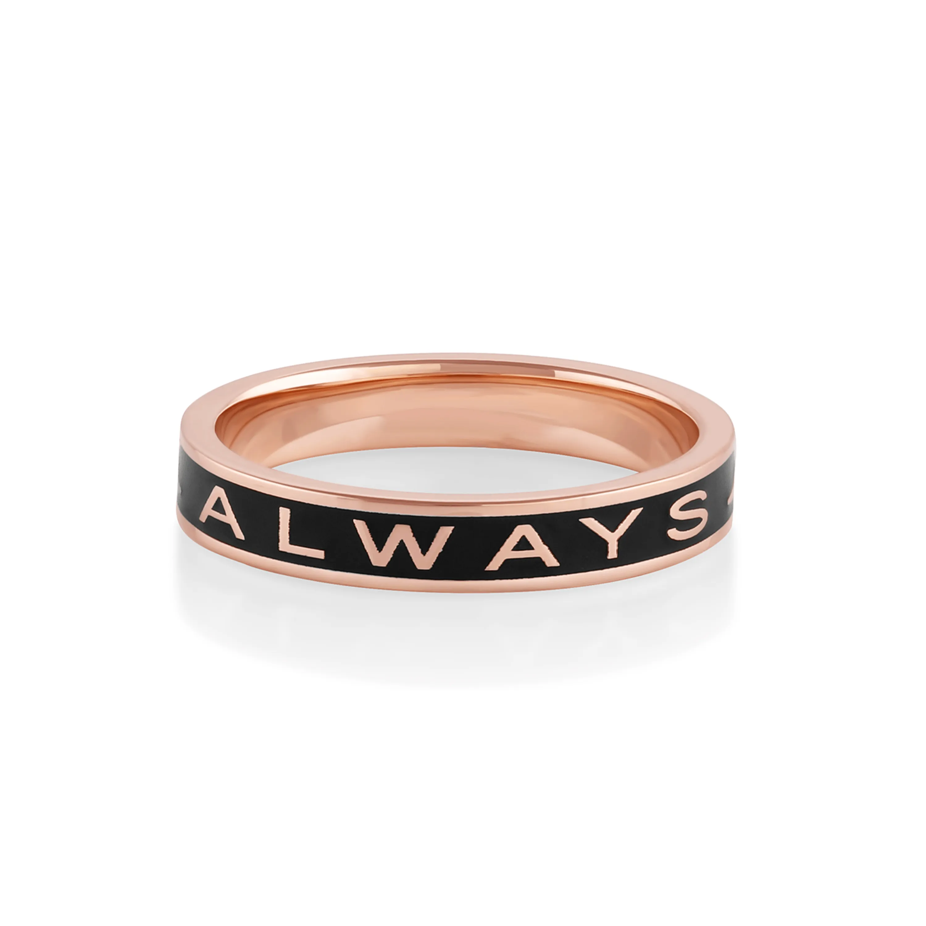 "Always" Gold Memory Ring – Black Enamel sold by Marrow Fine