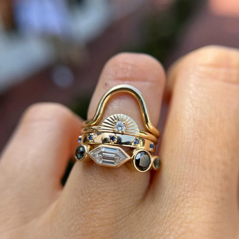 White Diamond & Sapphire Cabochon Linear Ring sold by Marrow Fine product image thumbnail 3