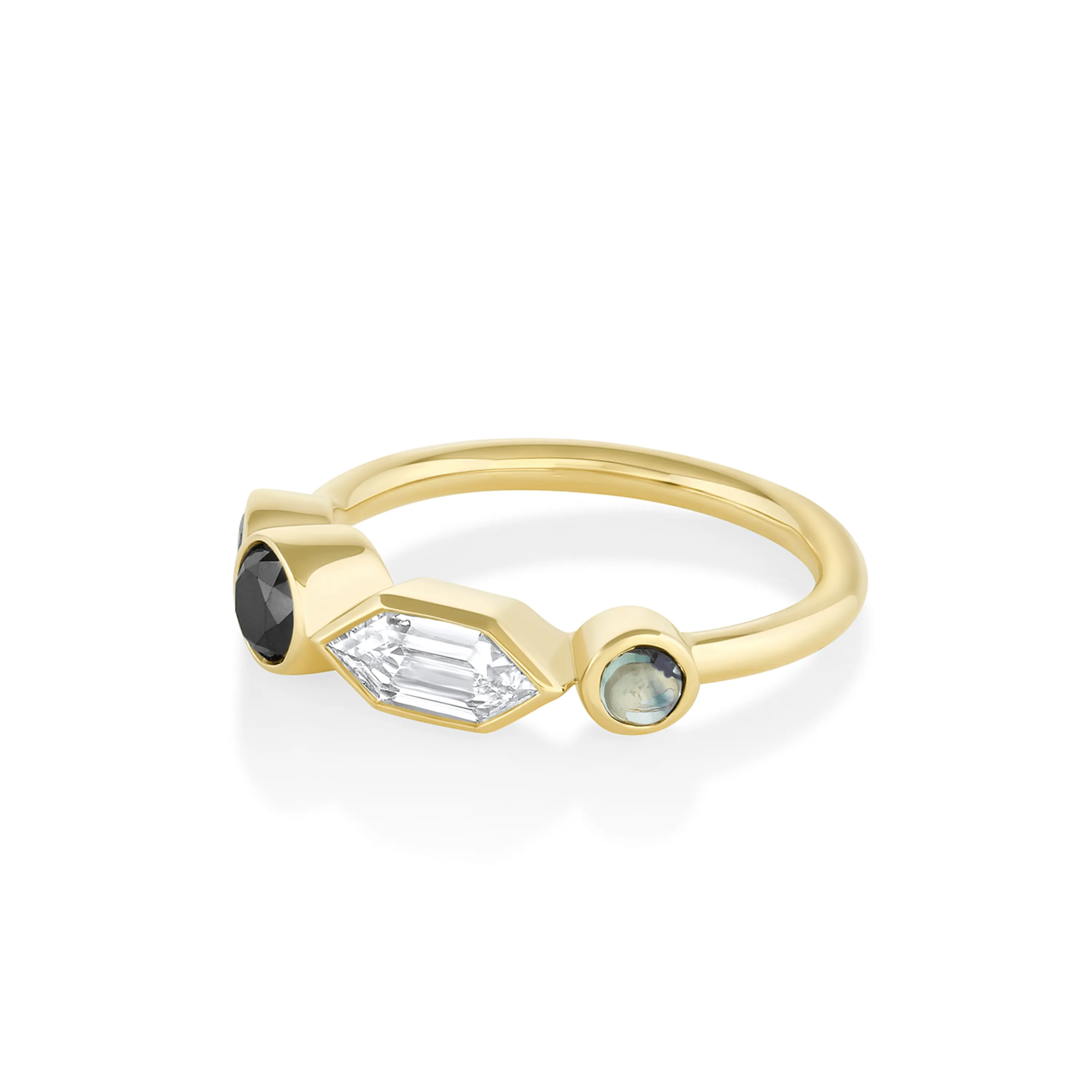 White Diamond & Sapphire Cabochon Linear Ring sold by Marrow Fine product image thumbnail 2