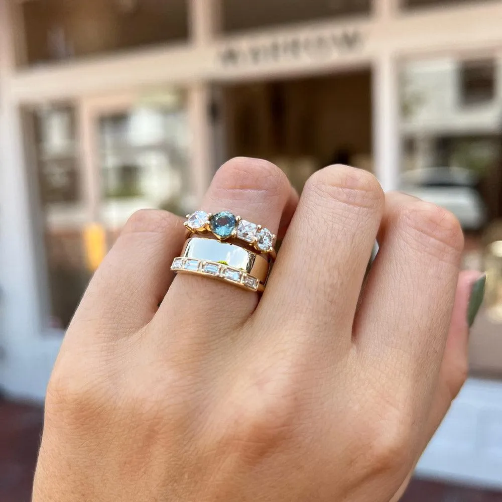 French Cut Diamond & Teal Sapphire Linear Ring sold by Marrow Fine product image thumbnail 3