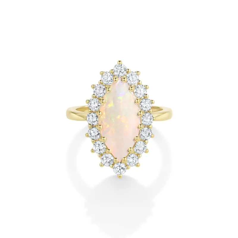 1.64ct Opal and Diamond Marquise Petal Ring sold by Marrow Fine