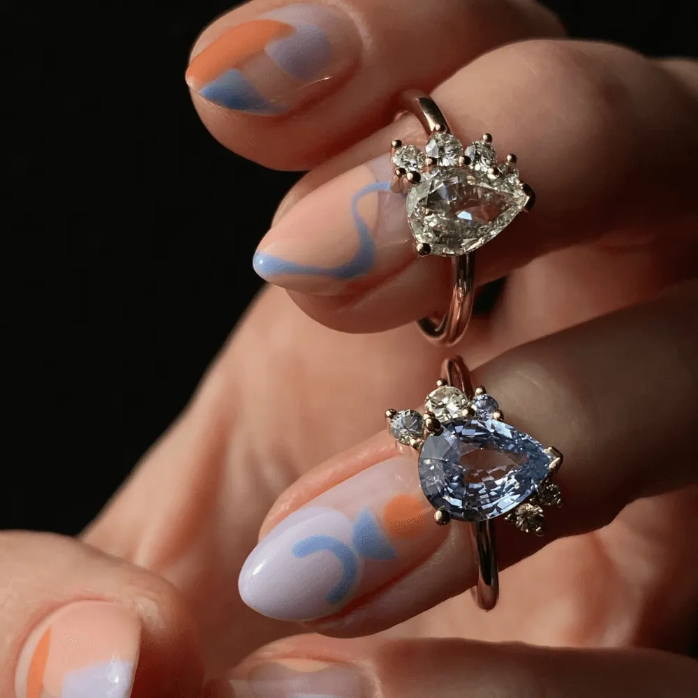 Light Blue Pear Sapphire Cluster Ring sold by Marrow Fine product image thumbnail 3