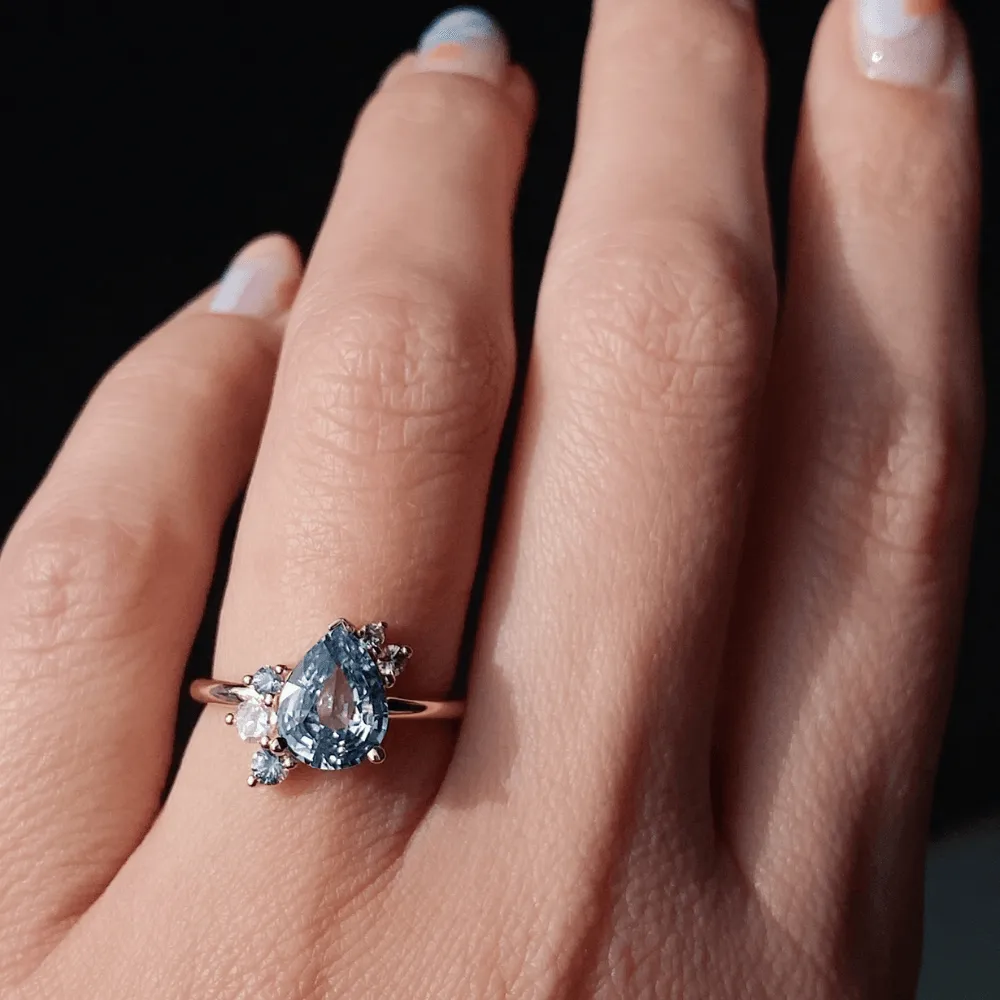Light Blue Pear Sapphire Cluster Ring sold by Marrow Fine product image thumbnail 2