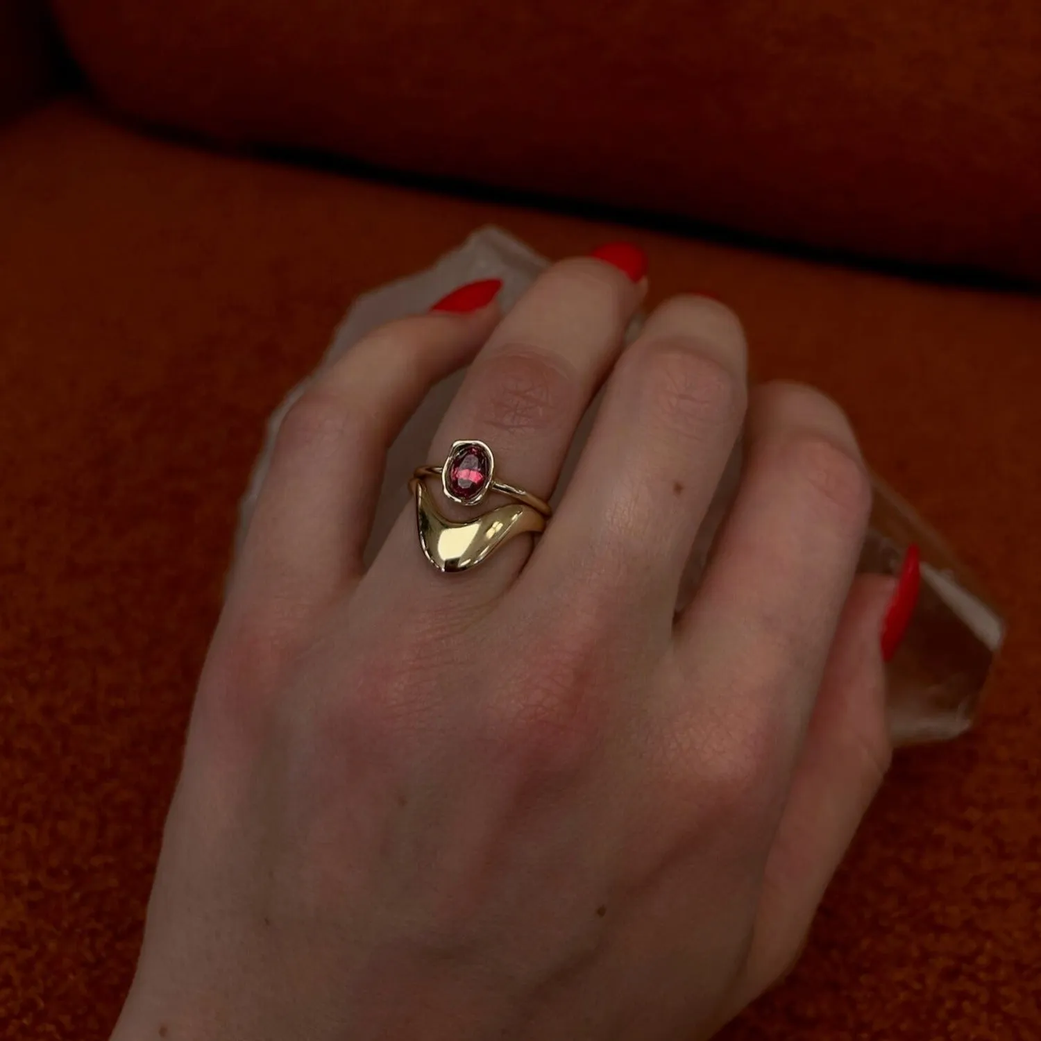 0.93ct Malawi Ruby Abstract Bezel Ring sold by Marrow Fine product image thumbnail 2