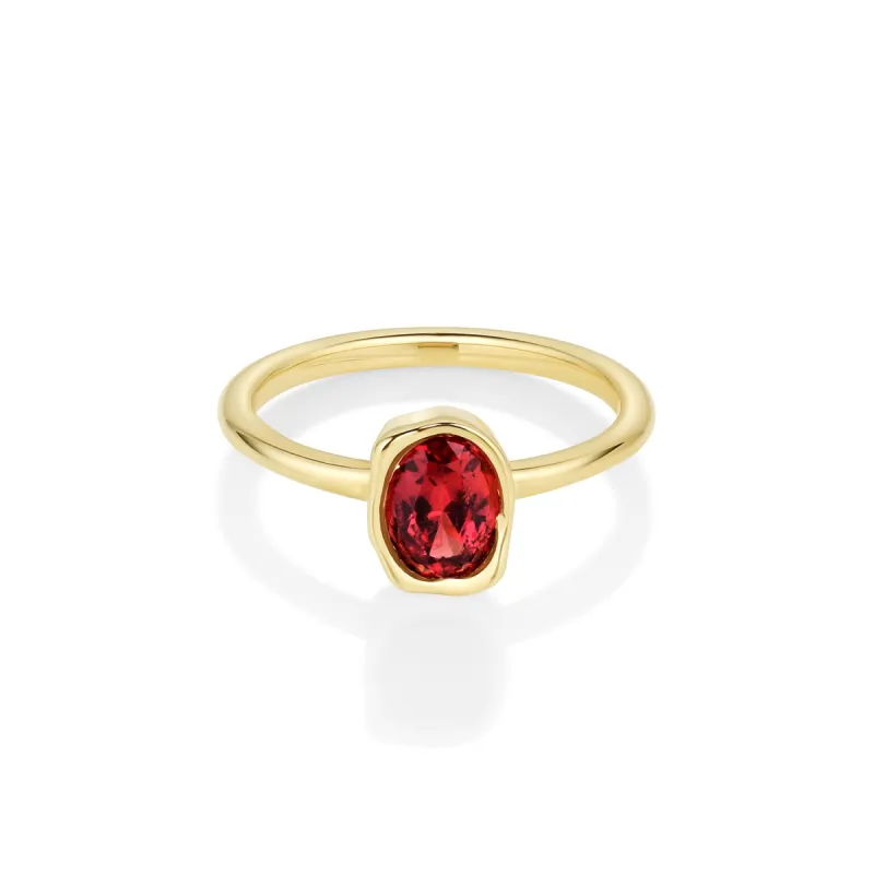 0.93ct Malawi Ruby Abstract Bezel Ring sold by Marrow Fine