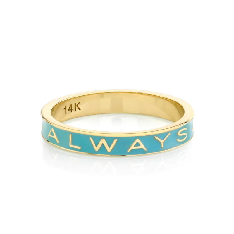 "Always" Gold Memory Ring - Robin's Egg Blue Enamel sold by Marrow Fine